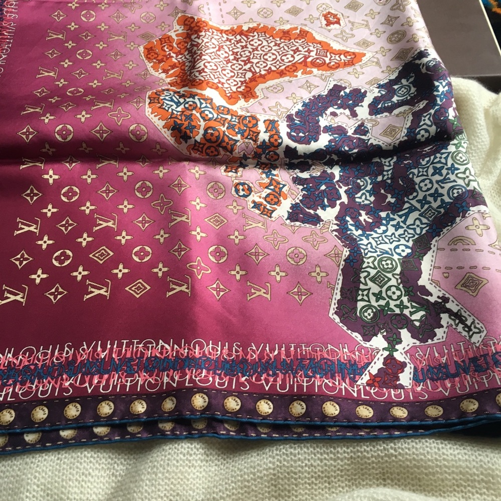 SOLD!!Louis Vuitton Monogram World Map Scarf.